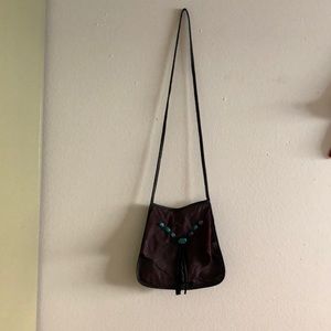 Handmade Leather Purse With Turquoise Beads